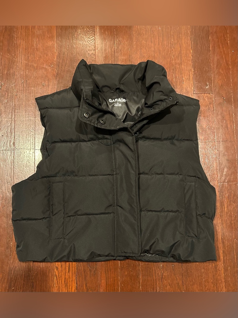 Garage Women's Black Puffer Vest with High Collar